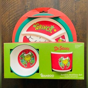 BRAND NEW in package! Dr. Seuss Grinch Bamboo Mealtime Set